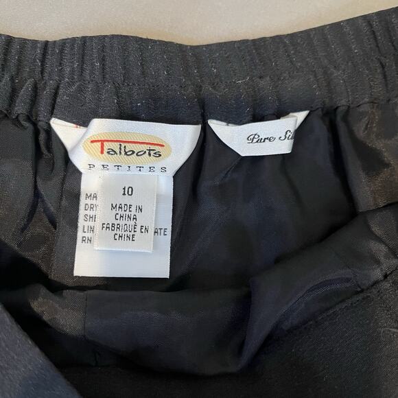 Talbots Petites Pure Silk 10 Lined Elastic Waist Black Dress Pants Trousers - Picture 7 of 8